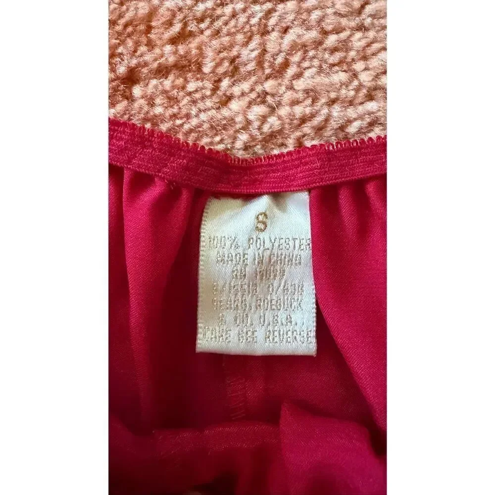 Red Satin Sleep Shorts Heart Embroidery Lingerie Size S
